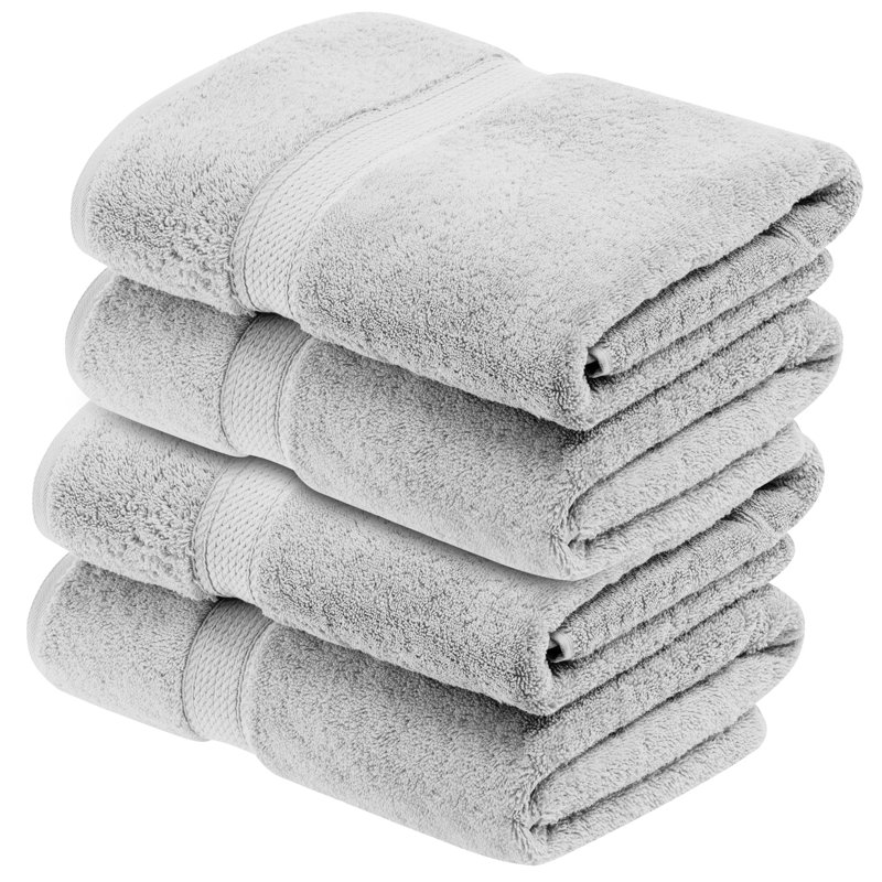 Donlad Certified Certified Egyptian Cotton 800 GSM Heavyweight Plush Solid Luxury Bath Towel, Silver