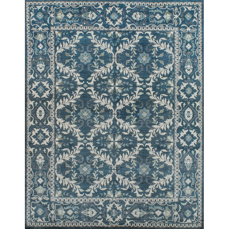 Proprietary Patterns Wool Southwestern Area Rug in Kinross Denim, Rectangle 9' x 12'