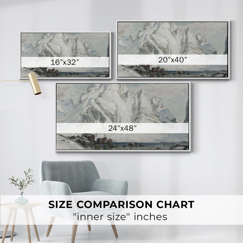 Série paysage - CCXCI - Toile tendue avec châssis encadré - Prêt à être accroché, H 25 po x l 49 po, Blanc