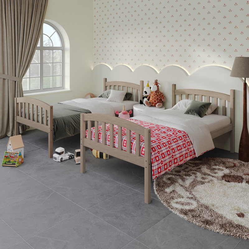 Lit superposé simple Jeeven Kids, Gris antique