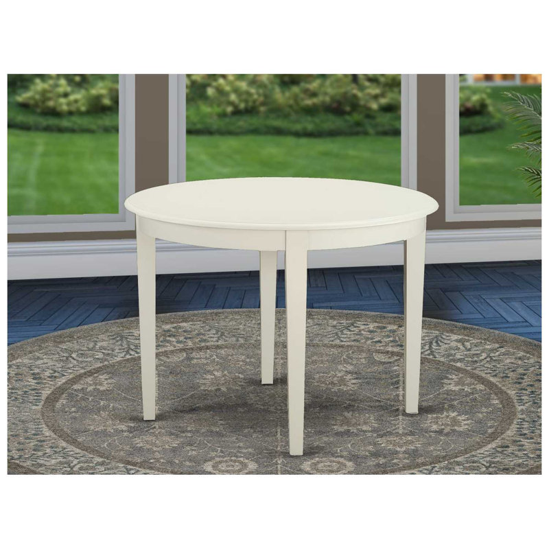 3 Piece Dining Room Furniture Set Contains a Round Dining Table and 2 Linen Fabric Upholstered Chairs, 42x42 Inch, Linen White