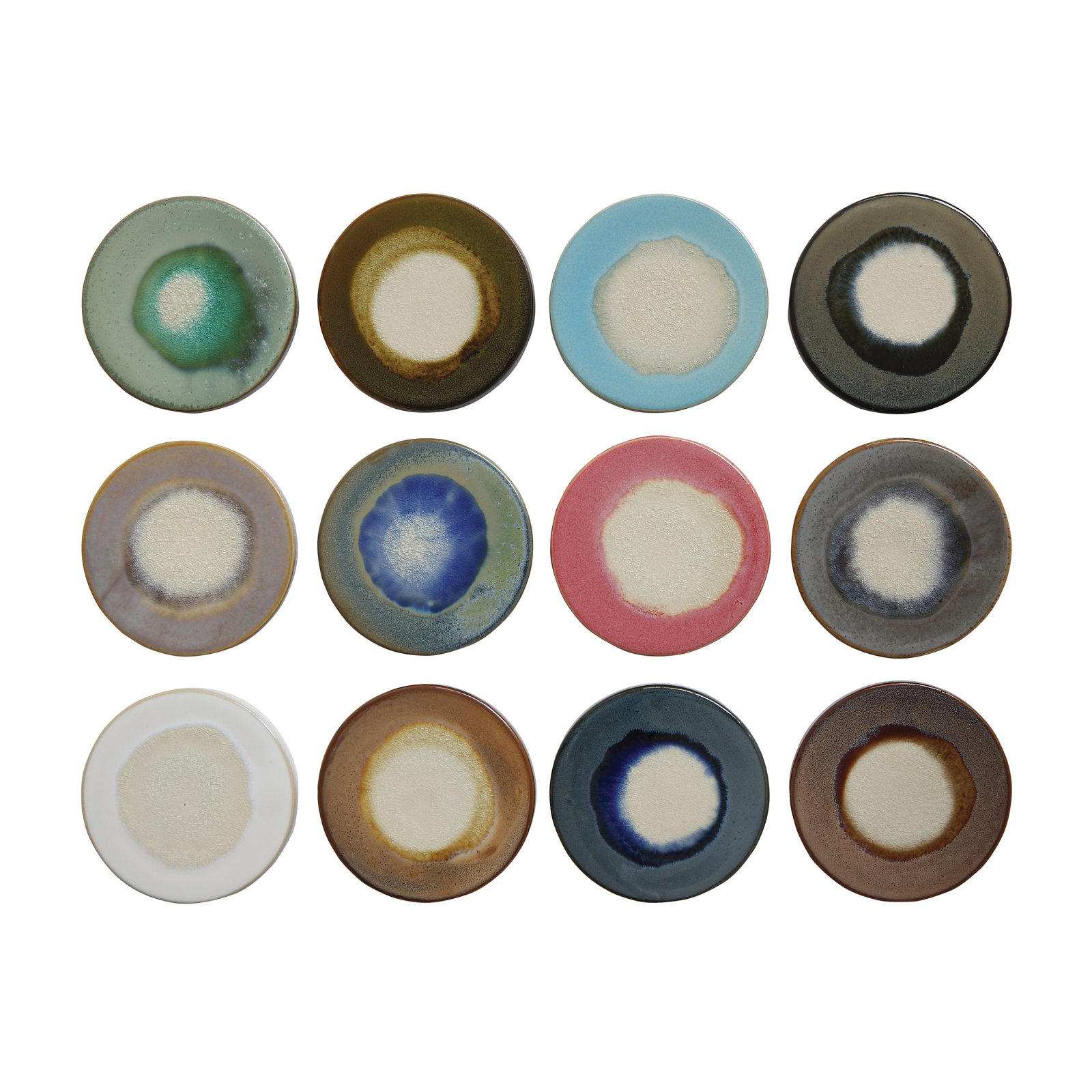 12 Piece Stoneware Reactive Glaze Coaster Set