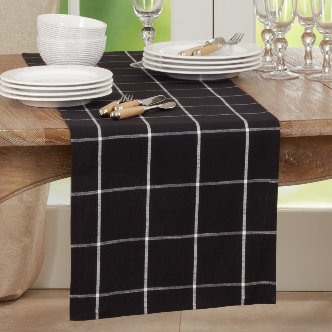 Yvelines Plaid 100% Cotton Table Runner Gracie Oaks 