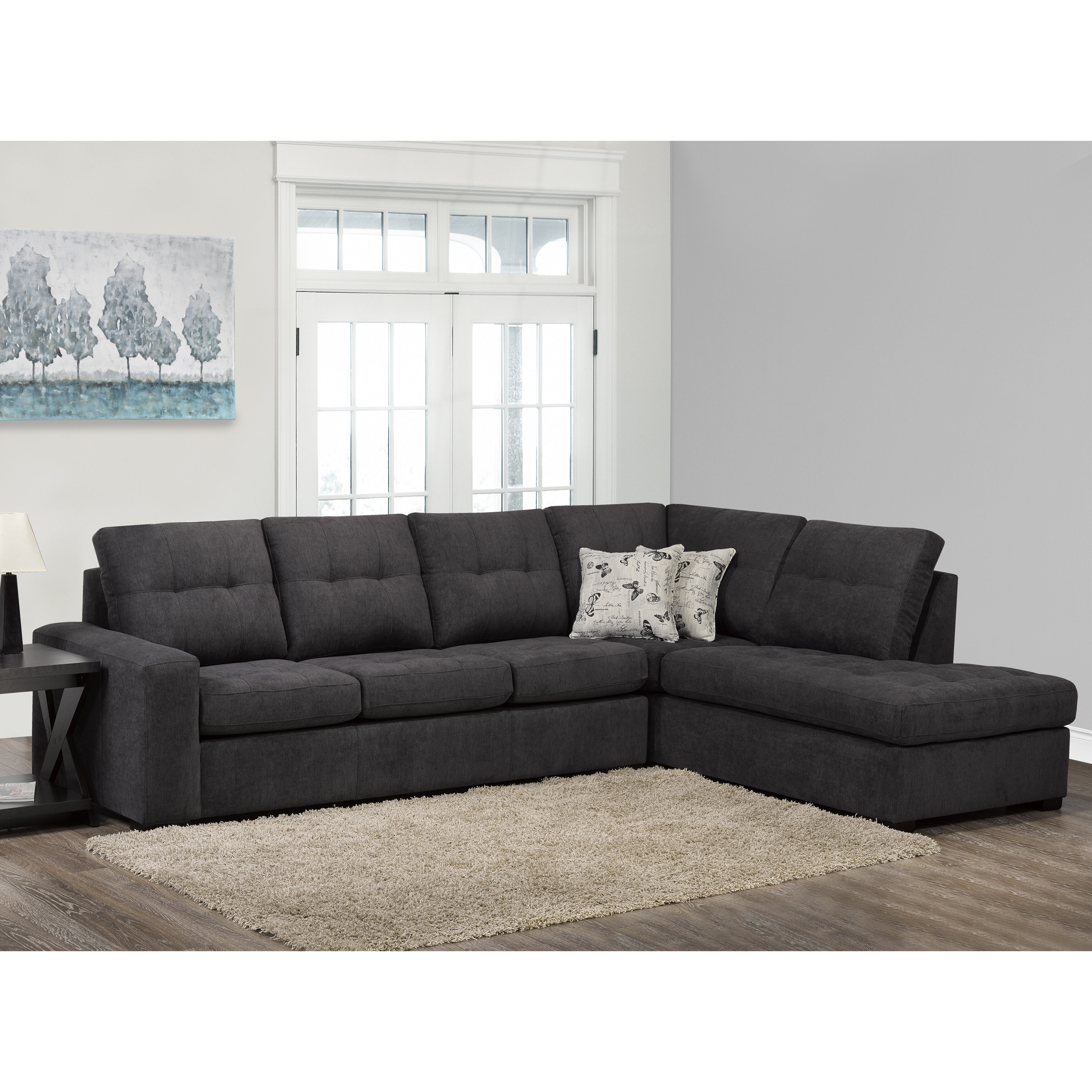 Grey store tufted sectional