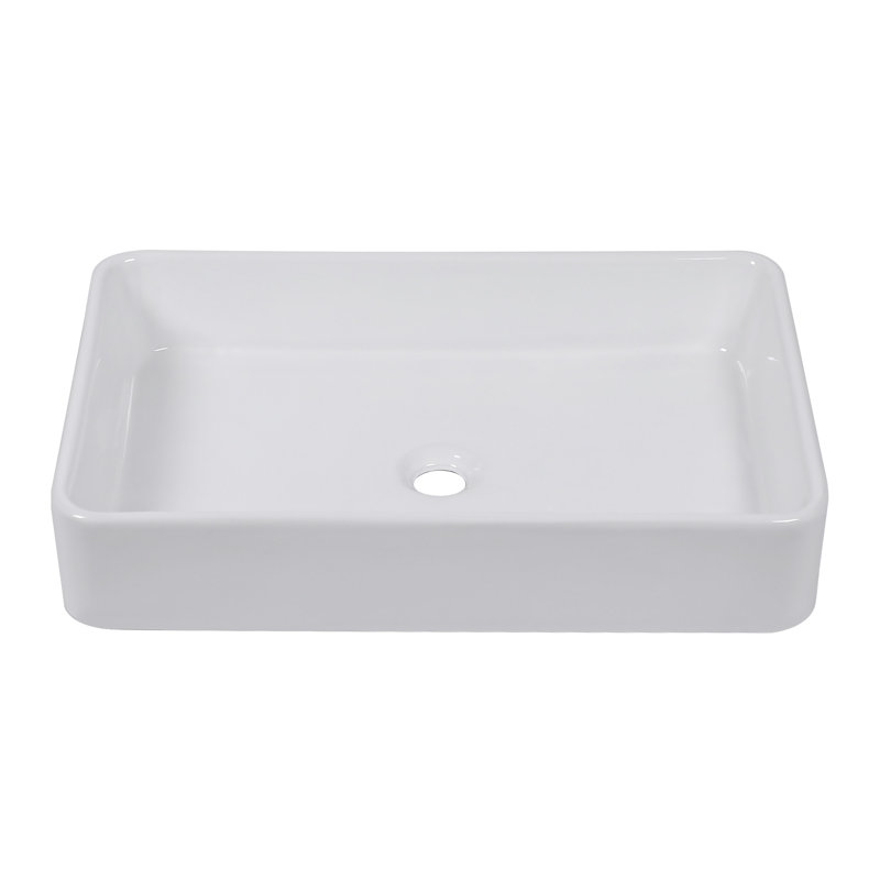 Lavabo de salle de bain rectangulaire en céramique blanche 24 "x 16" au-dessus du comptoir