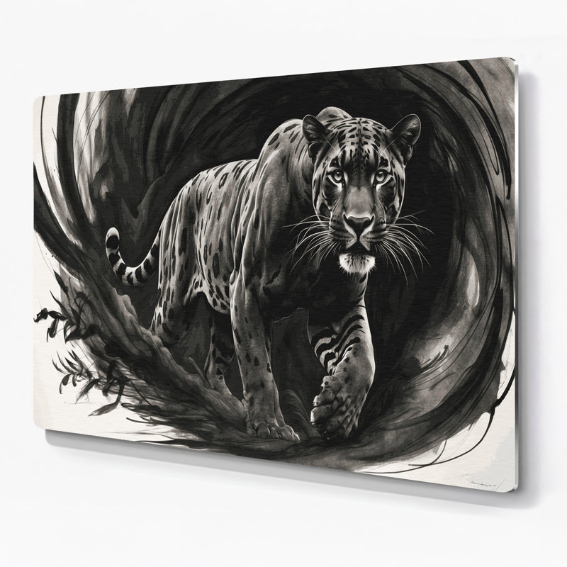 «Big Cats», art mural gris en métal noir Jaguar