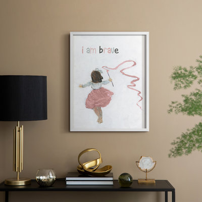 Girl Catching Wind Framed Print - Solid Wood