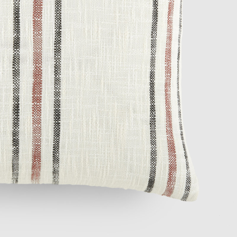 Yarn-Dyed Cotton Decor Throw Pillow in Framed Stripe, Orange