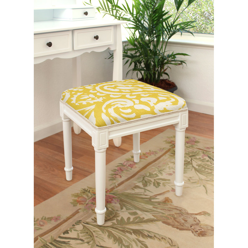 Camey Solid Wood Accent Stool, Mustard Yellow