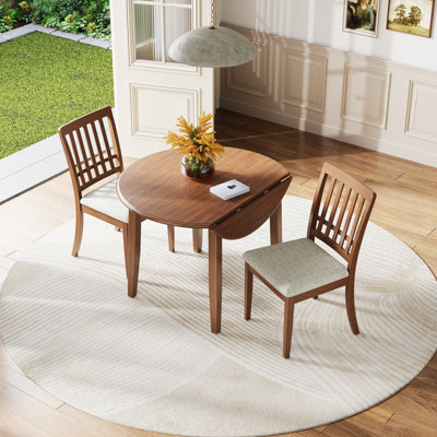 3 - Piece Round Dining Table Set With 2 Drop Leaf