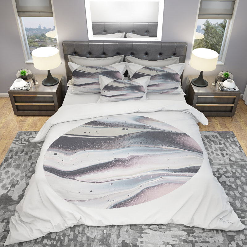 Cercle Marble II - ensemble de housse de couette géométrique moderne - microfibre de polyester