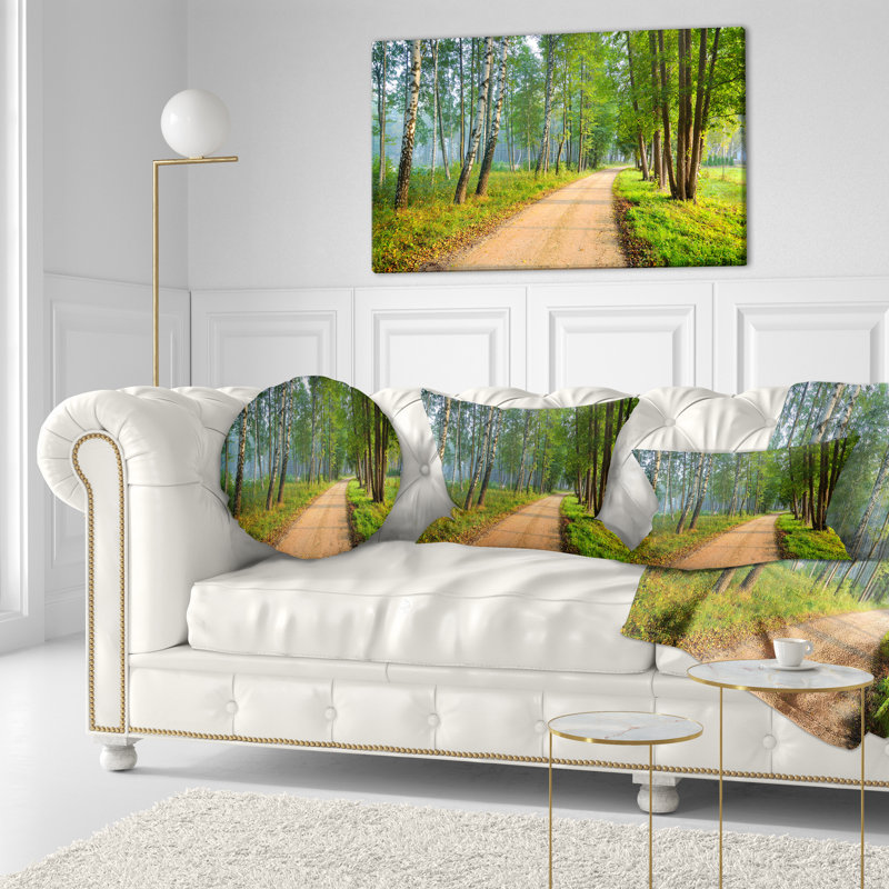 Housse de coussin rectangulaire Road in Morning Forest