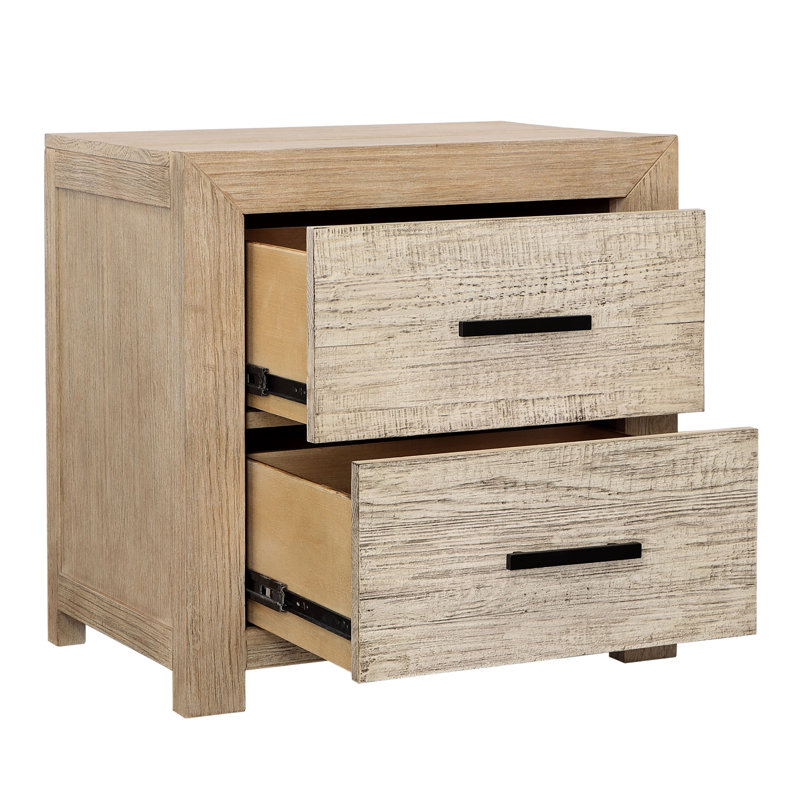 Roux 2-Drawer Pine Wood Nightstand