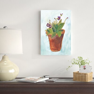 Primulas in Pots on Blue III by Michael Clark - Wrapped Canvas Painting Print -  Winston Porter, 1729FCD95696455095063D310EA8B6A2