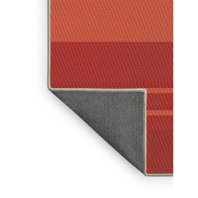 Tapis rayé orange en laine, Rectangle 3 pi x 5 pi