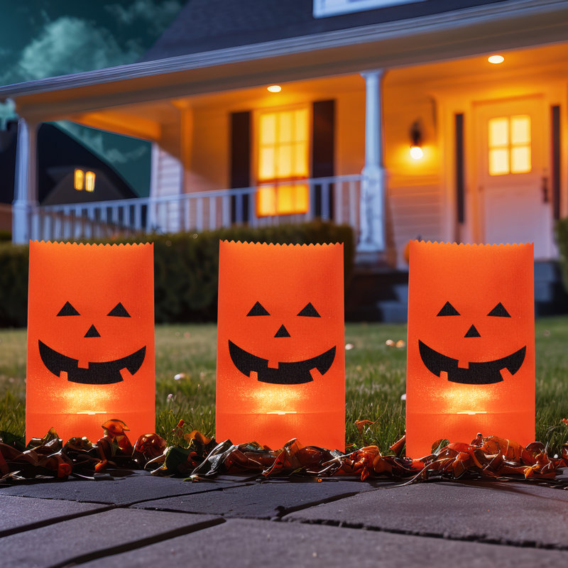 Marqueurs de chemin lumineux Jack-O-Lantern - fil noir 5 pi