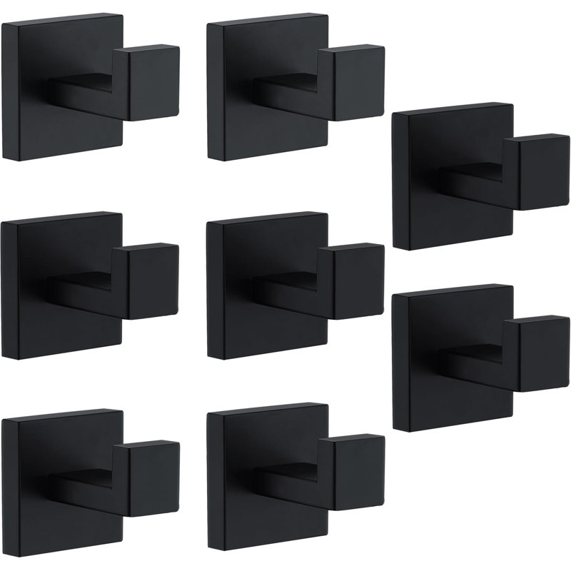 Stainless Steel Towel Hooks For Bathroom And Kitchen, Heavy Duty Wall Mounted Coat Hooks, Multi-Functional Hangers For Towels, Coats, And More, 8 Pack