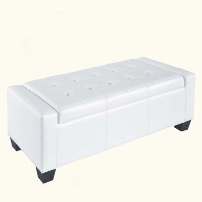Faux Leather Rectangular Tufted Storage