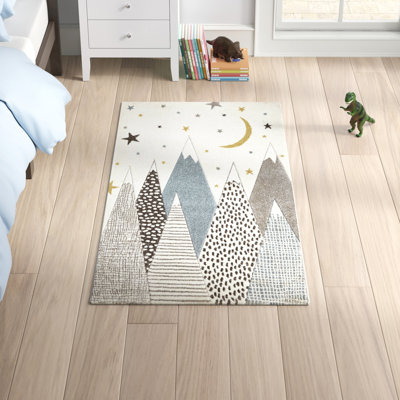 Leffel area rug Machine Woven Rectangle Blue