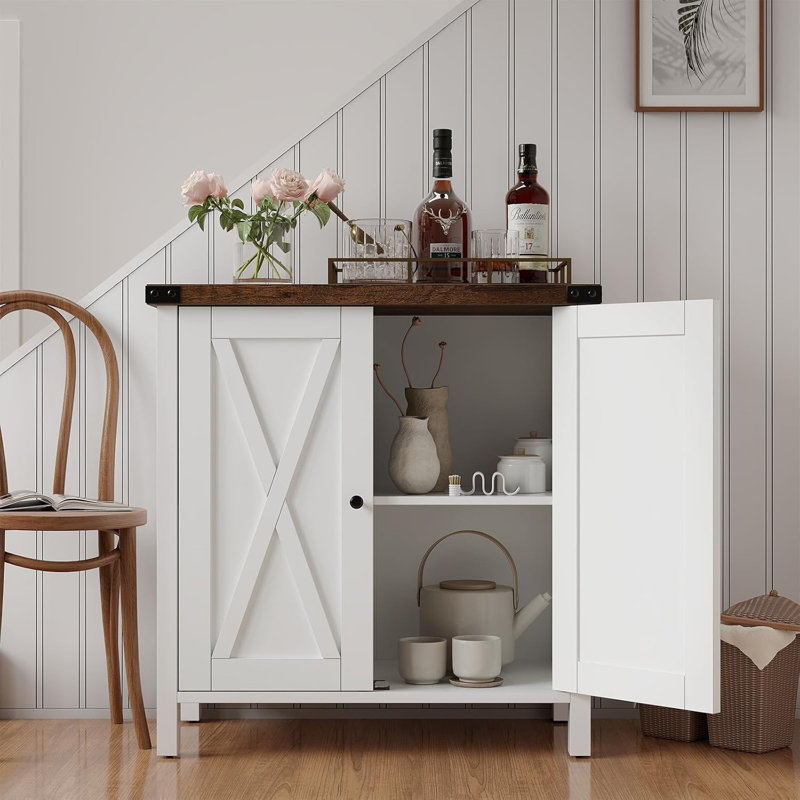 76cm Sideboard, White/Brown