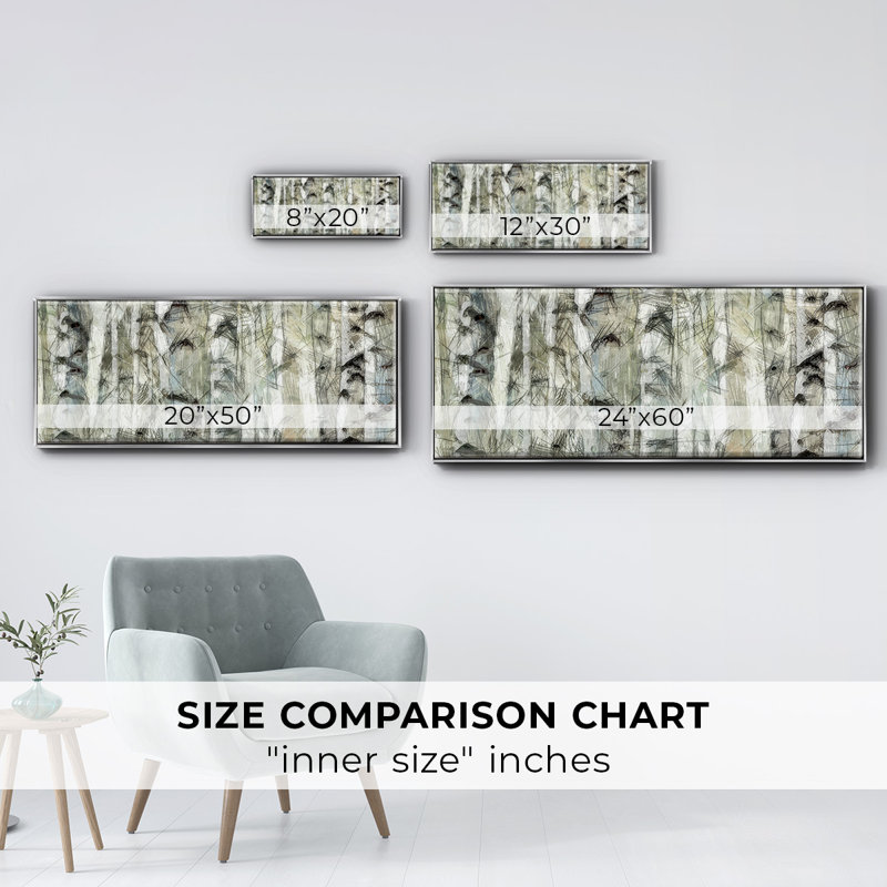 Birch II- Framed Canvas, 20" H x 50" W