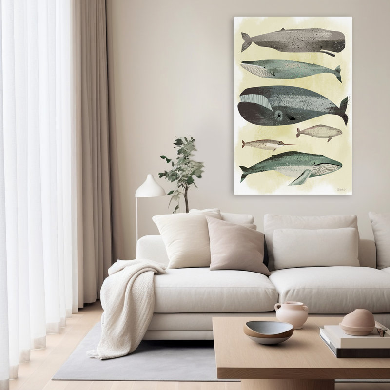 Whales - Animals Illustration Whales Art, 60" H x 40" W