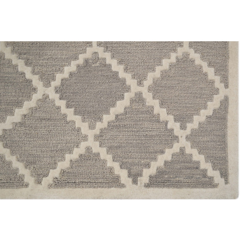 Romantic Geometric Wool Hand Woven Area Rug, Rectangle 153 x 244cm