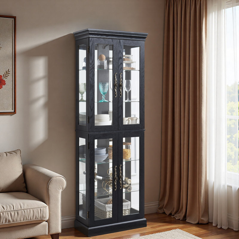 Vitrine lumineuse en verre avec éclairage DEL et tablettes réglables