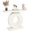 Console blanche 40 po avec base géométrique sculpturale 40 po-671487239