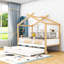 Lit en bois avec lit gigogne escamotable et rangement pour bibliothèque-847475062
