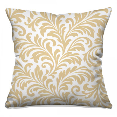 Coussins décoratifs beiges à motif damas