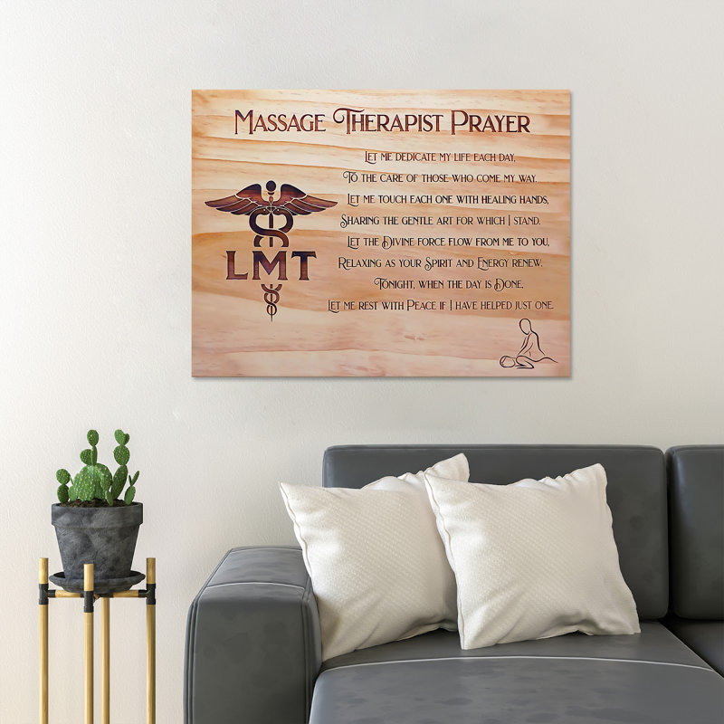 «Quotes of Massage Therapist», art textuel sur toile tendue, H 24 po x l 36 po x P 2 po