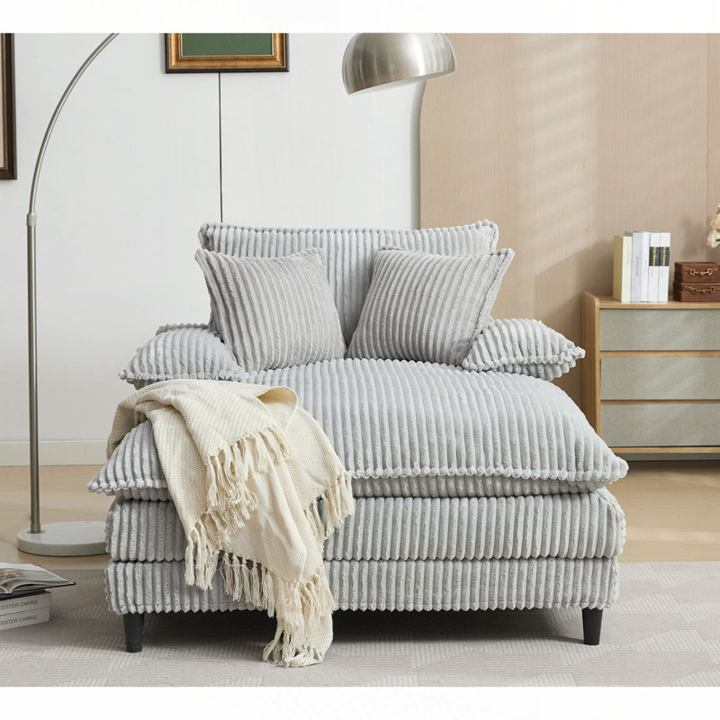 Méridienne rembourrée Corduroy, Gris
