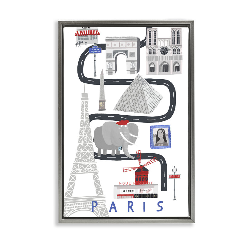 Cadre flottant Paris City, par Carla Daly, Cadre flottant gris lustré, H 25 po x l 17 po
