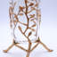 Vase en métal doré antique avec insert en verre | Centre de table fleur et bougie ouragan, 2 tailles-1221421197