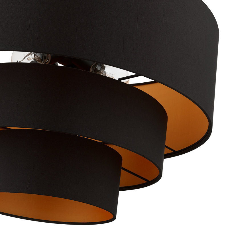 Lustre gradué à hauteur réglable à 4 lumières Bertan, Noir, noir, noir, noir, Noir / Orange
