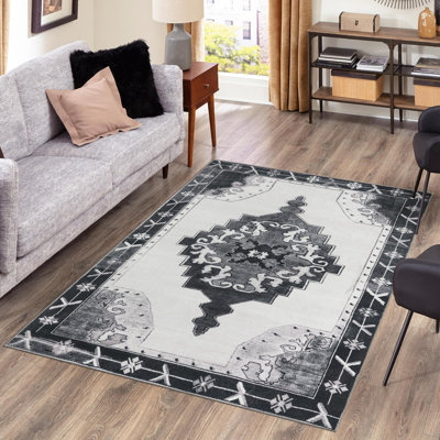 Tapis noir transitionnel Antwane