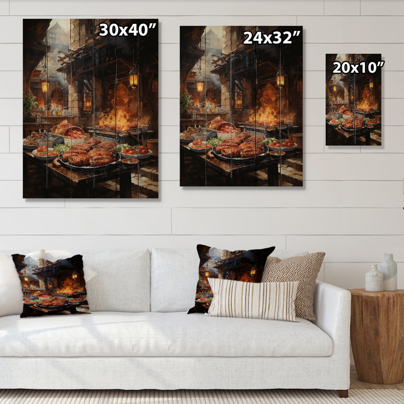 Nourriture barbecue «A Lived II» sur bois, H 40 po x l 30 po x P 0,78 po