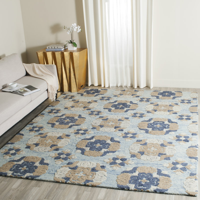 Emrick Hand Tufted Wool Floral Rug, Rectangle 8' x 10'