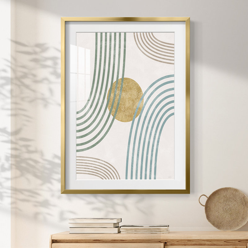 Débit moderne - impression encadrée, H 28,5 po x l 20,5 po, Doré