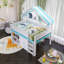 Lit mezzanine double à structure en bois avec toit à baldaquin et armoire de rangement-1357655466