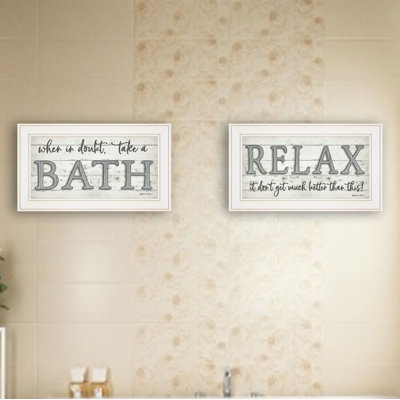 "Bath Relax" Framed Wall Art for Living Room, Bedroom & Farmhouse Wall Decoration by Susie Boyer