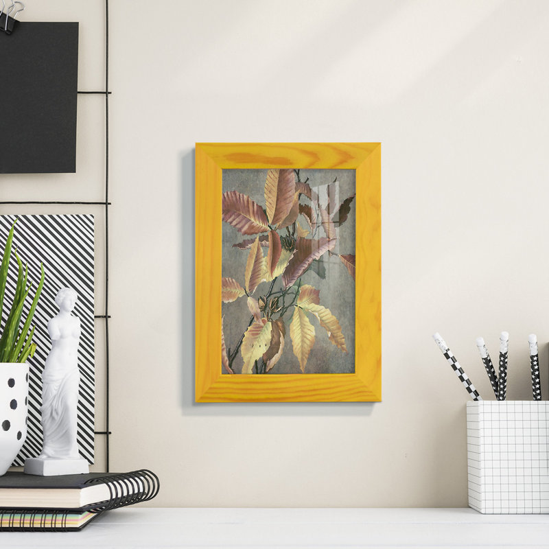 Ancien automne I encadré sur papier, Cadre jaune, L 4 po x H 6 po x P 1 po