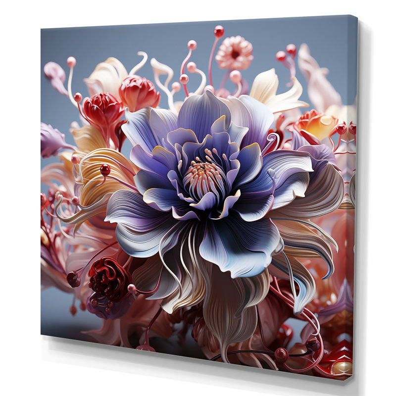 Abstrait floral chuchotement sur toile, H 24 po x l 24 po x P 1 po, Toile tendue