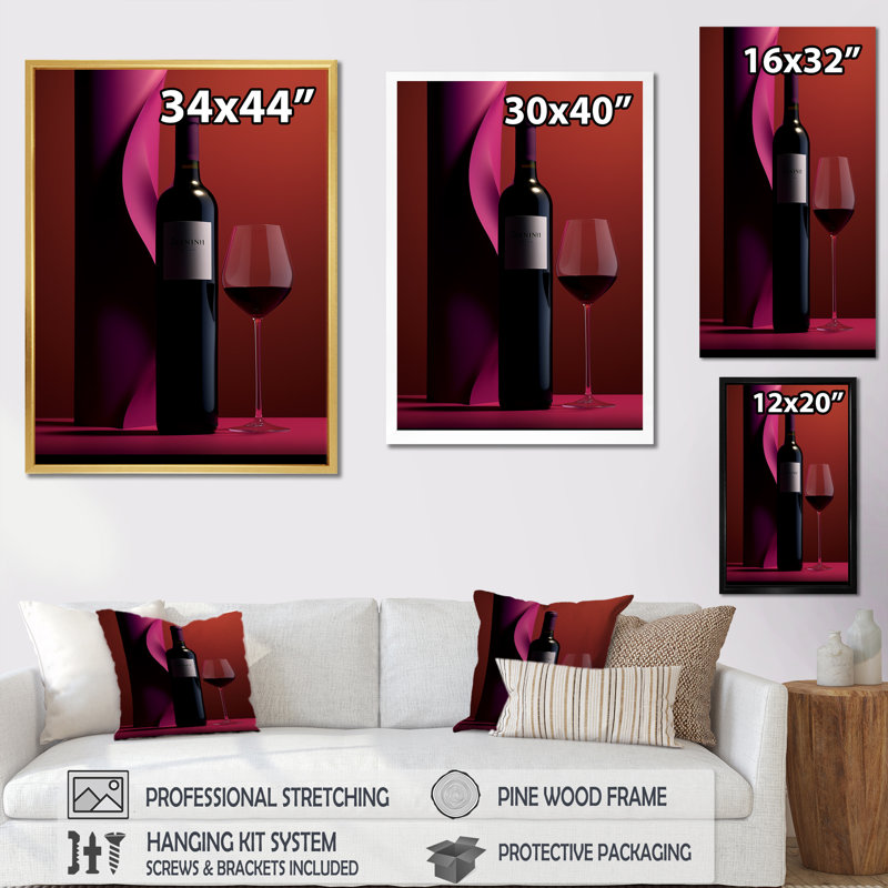 Zinfandel Zenith - Wine, reproduction d'art mural, H 20 po x l 12 po x P 1 po, Cadre simple argenté