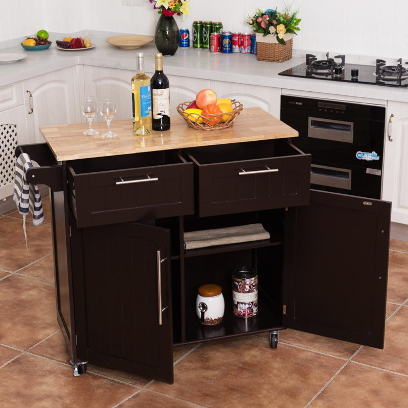 Chariot de service multi-usages avec chariot de rangement pour îlot de cuisine Winston Porter