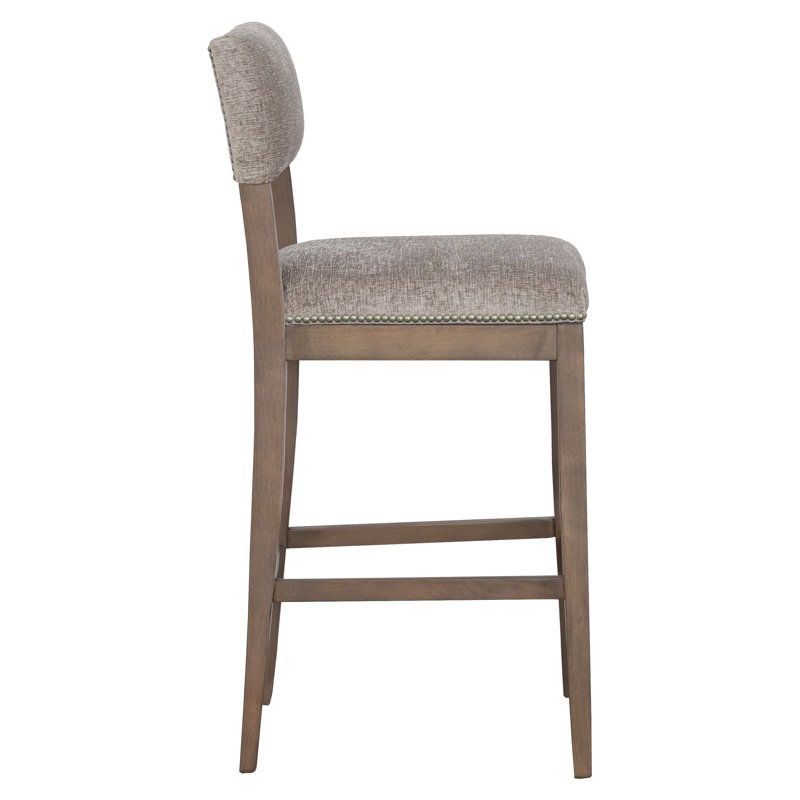 Silas Upholstered Stool with Solid Wood Frame, Bar Stool (29.75" Seat Height), Linen (3156 72), Mica