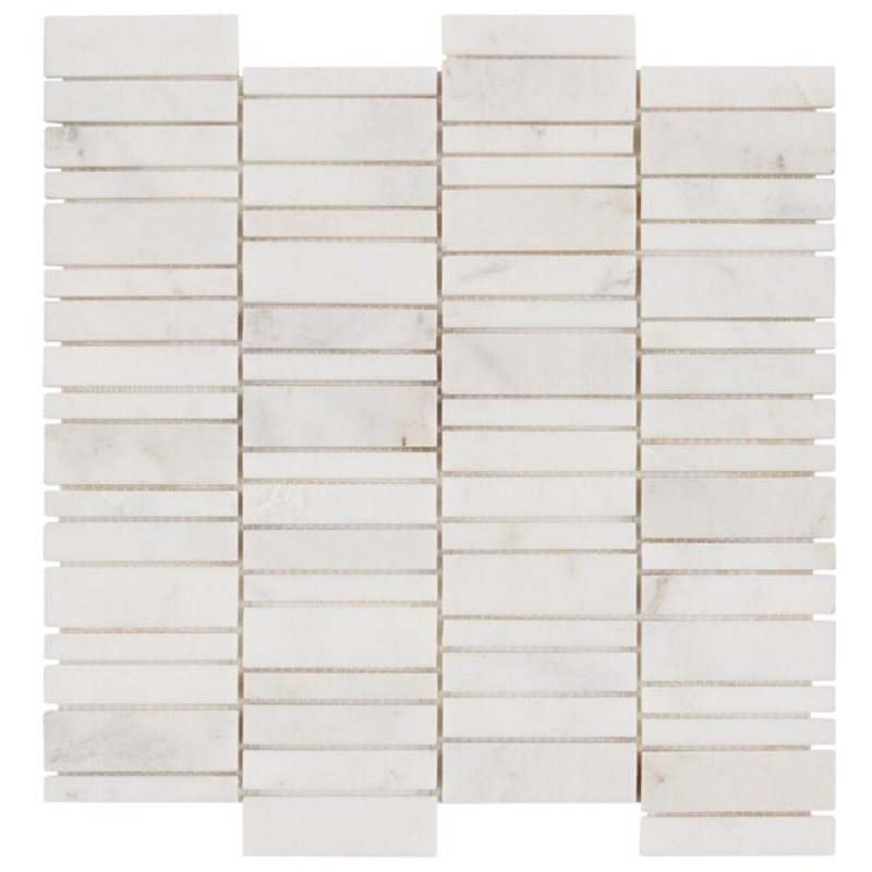 Alaska White Waterfall 12x12 Polished Marble Bricks Mosaic Tile