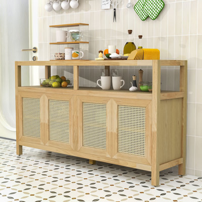 Bohemian-Style Cabinet with Ash Veneer Finish and Adjustable Shelves
