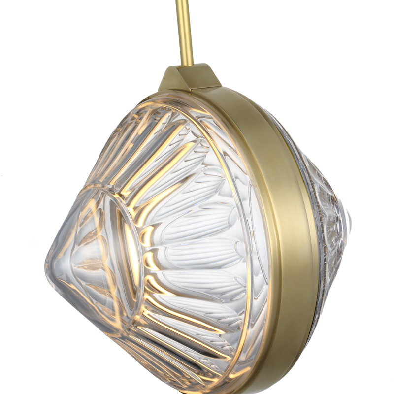 Waterford Copper Coast 15" Pendant with Olive Cut Clear Crystal, Natural Brass
